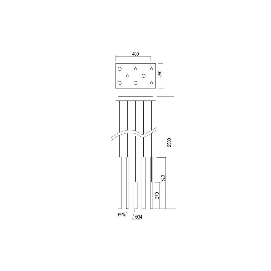 Redo 01-2047 - LED luster na sajli MADISON 8xLED/4W/230V bakar