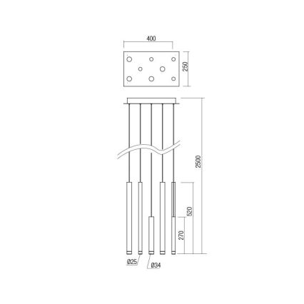 Redo 01-2048 - LED luster na sajli MADISON 8xLED/4W/230V crna