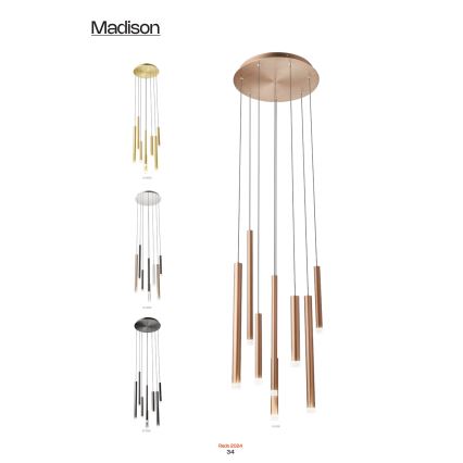 Redo 01-2050 - LED luster na sajli MADISON 8xLED/4W/230V zlatna