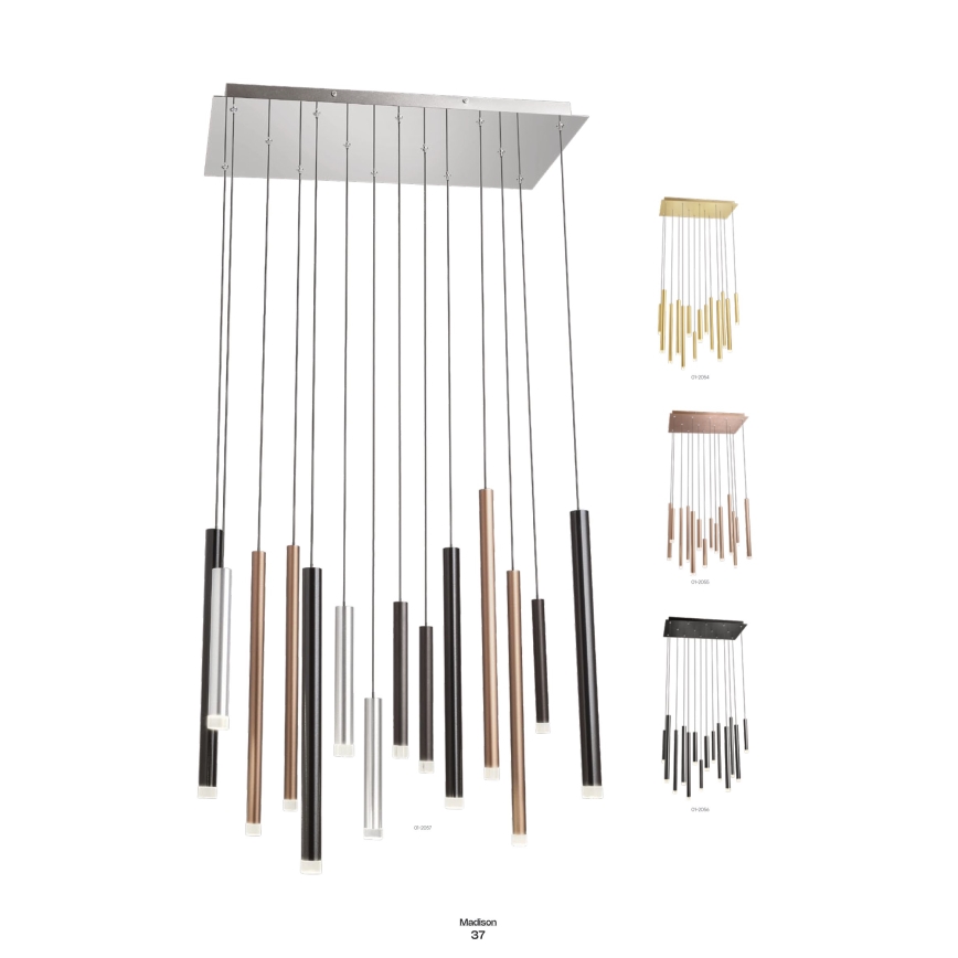 Redo 01-2055 - LED luster na sajli MADISON 14xLED/4W/230V bakar