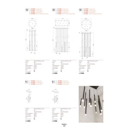 Redo 01-2055 - LED luster na sajli MADISON 14xLED/4W/230V bakar
