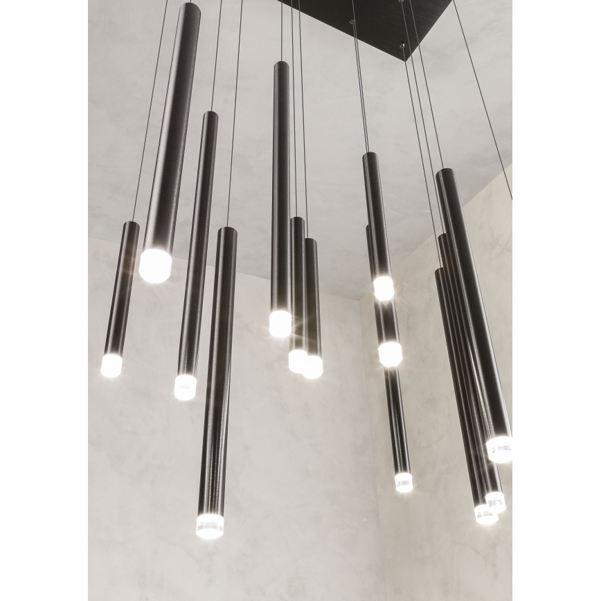 Redo 01-2056 - LED luster na lanku MADISON 14xLED/4W/230V crni