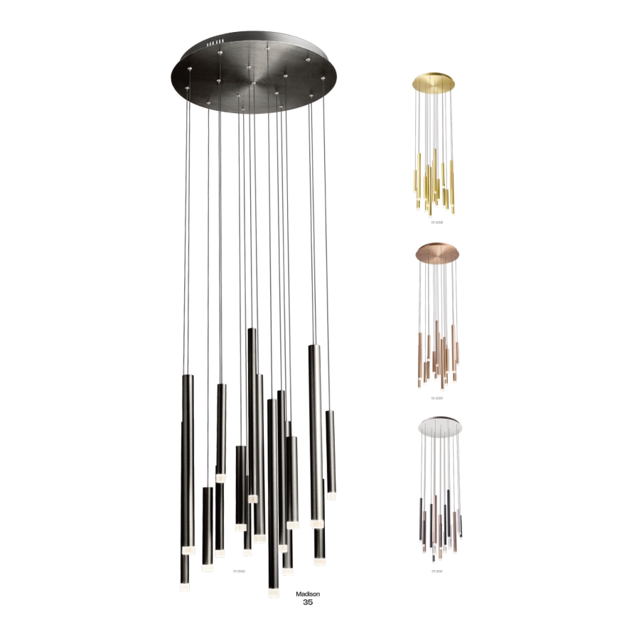 Redo 01-2060 - LED luster na sajli MADISON 16xLED/4W/230V crna