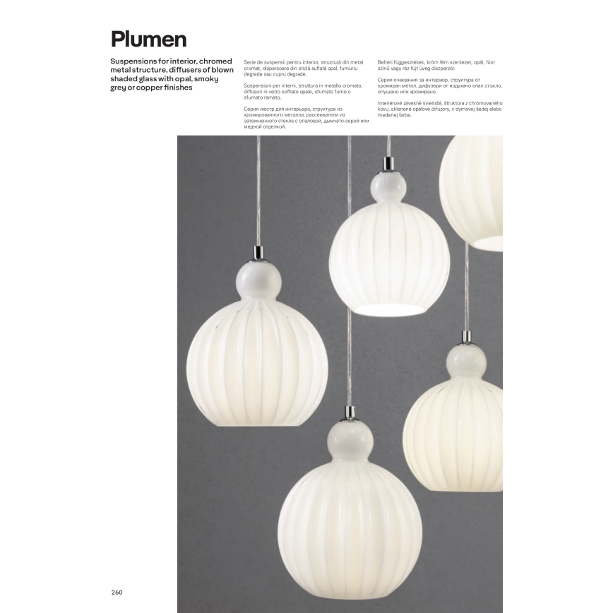 Redo 01-2064 - Luster na sajli PLUMEN 1xE14/42W/230V prečnik 15 cm bakar