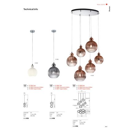 Redo 01-2064 - Luster na sajli PLUMEN 1xE14/42W/230V prečnik 15 cm bakar