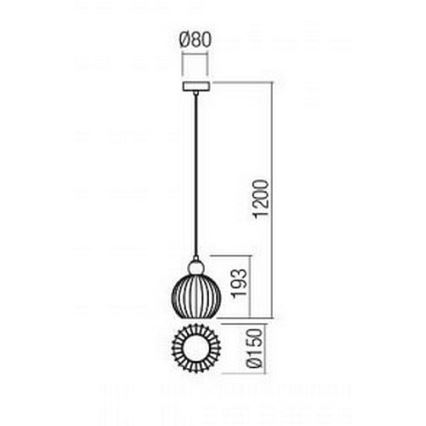 Redo 01-2064 - Luster na sajli PLUMEN 1xE14/42W/230V prečnik 15 cm bakar