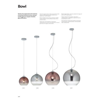 Redo 01-2076 - Luster na sajli BOWL 1xE27/42W/230V Ø 30 cm bakar