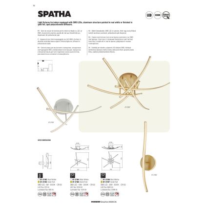 Redo 01-2184 - LED plafonska svetiljka SPATHA 3xLED/6W/230V 3000K bela