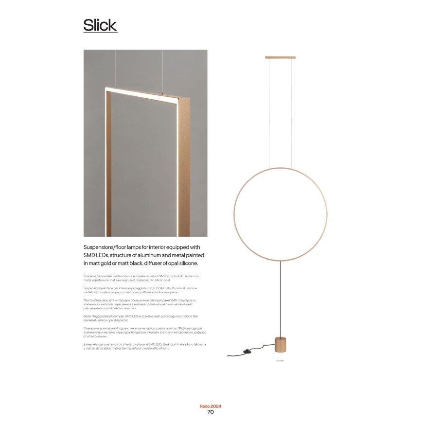 Redo 01-2197 - LED podna lampa SLICK LED/19W/230V crna