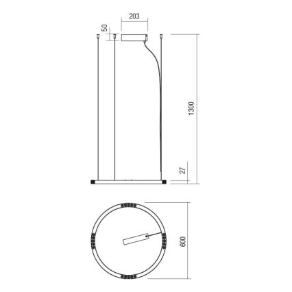 Redo 01-2203 - LED luster na sajli UNION LED/34W/230V CRI 90 3000K prečnik 60 cm zlatna