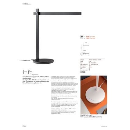 Redo 01-2212 - LED prigušiva stona lampa OMEO sa dodirom LED/5,5W/230V 3000/4500/6500K bela