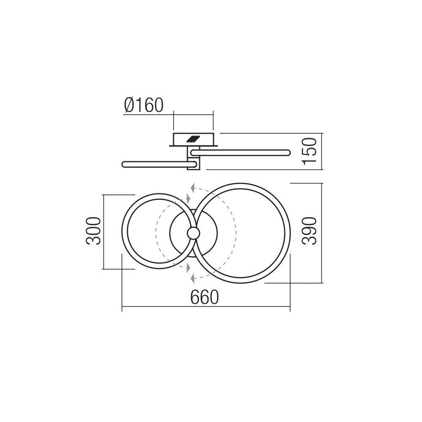 Redo 01-2222 - prigušiva LED plafonska lampa SPELL LED/32W/230V sjajni hrom