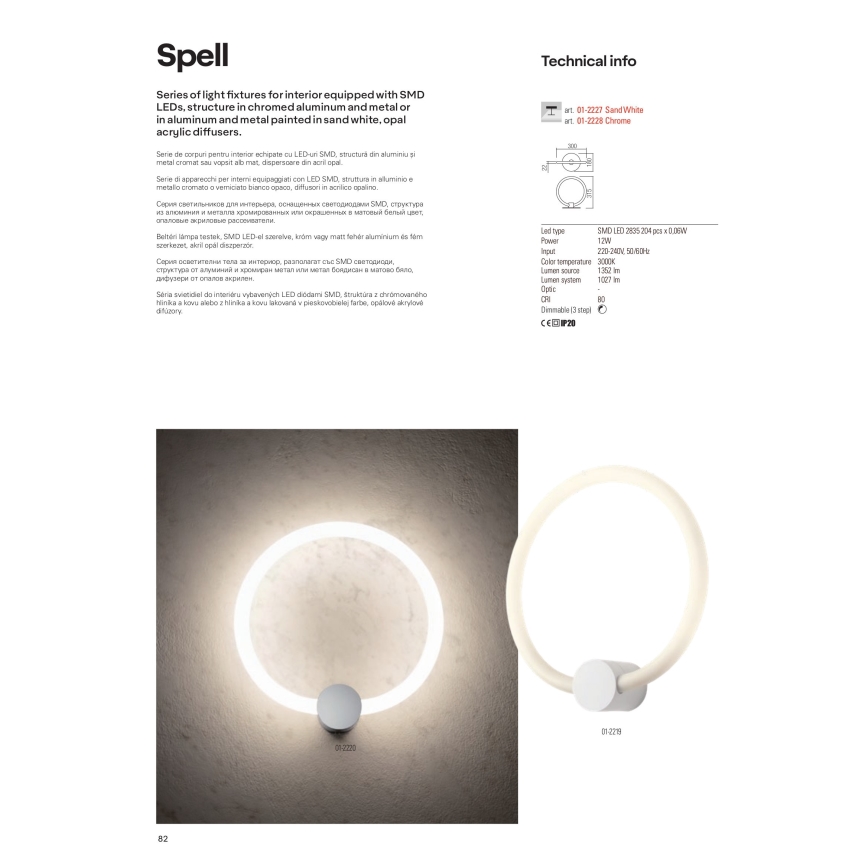 Redo 01-2223 - LED prigušiva plafonski luster SPELL LED/43W/230V bela
