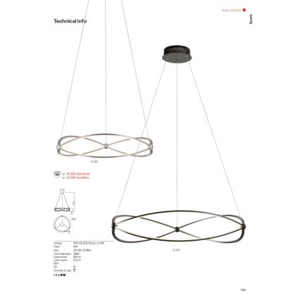 Redo 01-2251 - LED prigušiva luster na sajli QUARK LED/43W/230V 3000K prečnik 60 cm mat hrom