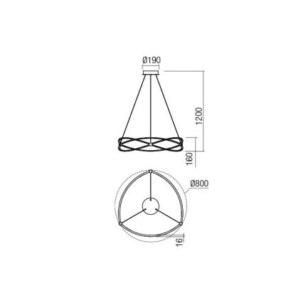 Redo 01-2251 - LED prigušiva luster na sajli QUARK LED/43W/230V 3000K prečnik 60 cm mat hrom