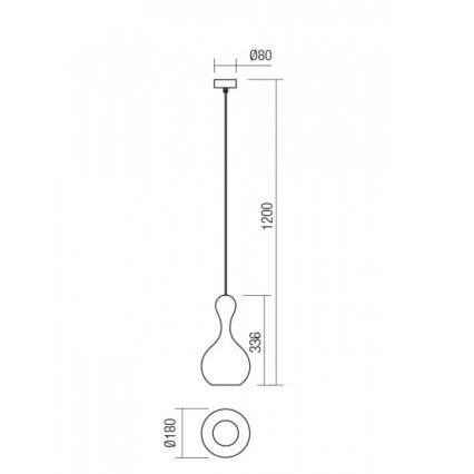 Redo 01-2256 - Luster na sajli LOB 1xE27/42W/230V prečnik 18 cm siv