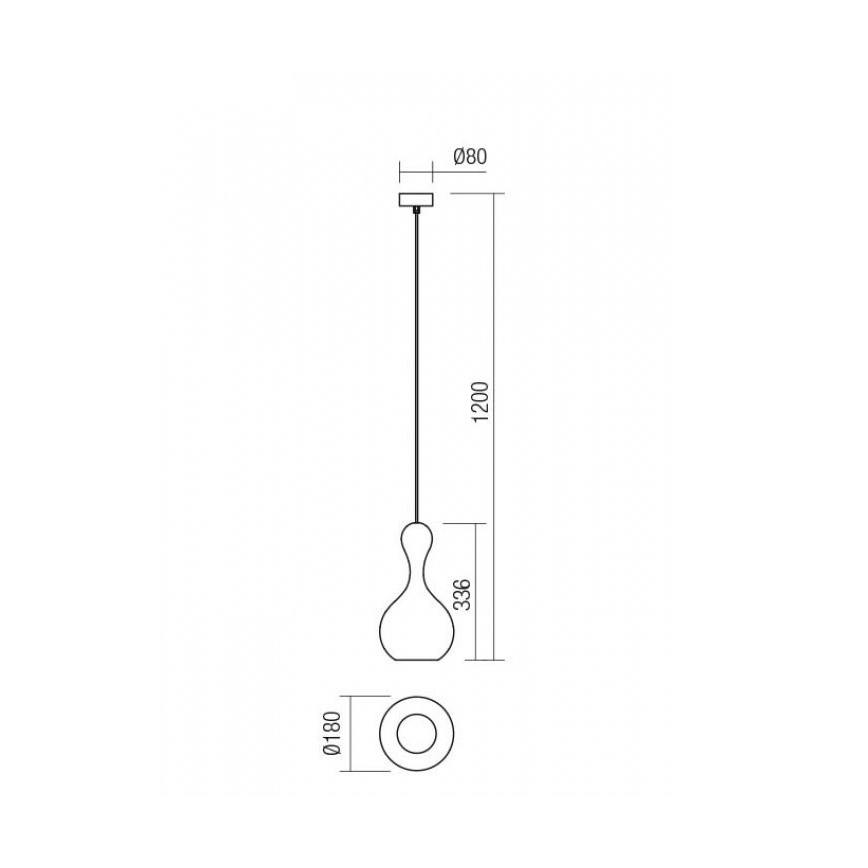 Redo 01-2257 - Luster na sajli LOB 1xE27/42W/230V, prečnik 18 cm, bakar