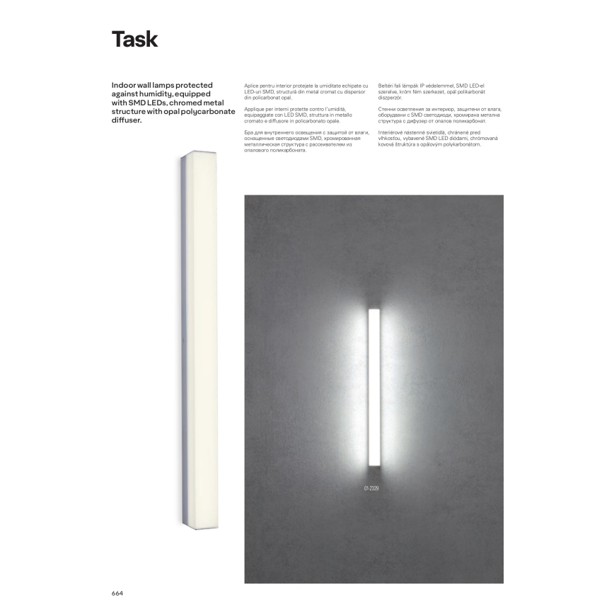 Redo 01-2331 - LED osvetljenje za kupatilsko ogledalo TASK, 24W/230V, 120 cm, CRI 90, IP44, sjajni hrom