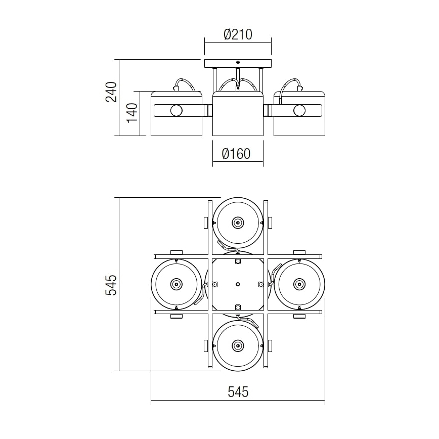 Redo 01-2401 - Plafonski luster POOH 4xE27/42W/230V buk