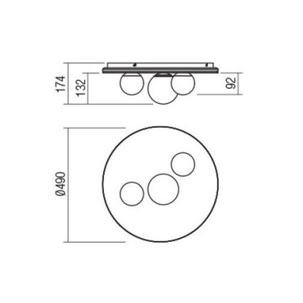 Redo 01-2466 - LED plafonsko svetlo CORUM LED/48W/230V 3000K prečnik 49 cm CRI 90 crna