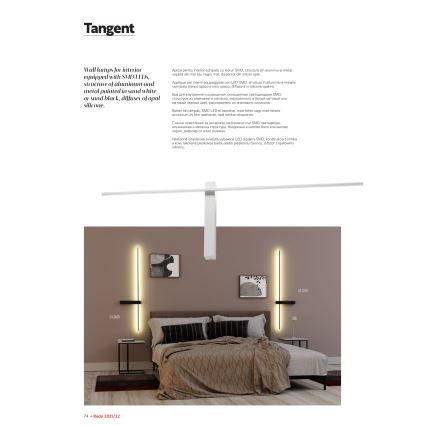 Redo 01-2479 - LED zidna svetiljka TANGENT LED/14W/230V 3000K 125,4 cm bela