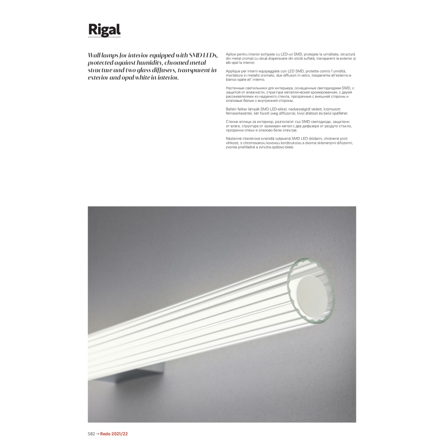 Redo 01-2593 - LED osvetljenje za ogledalo u kupatilu RIGAL LED/18W/230V 91 cm CRI 90 IP44 sjajni hrom/bela