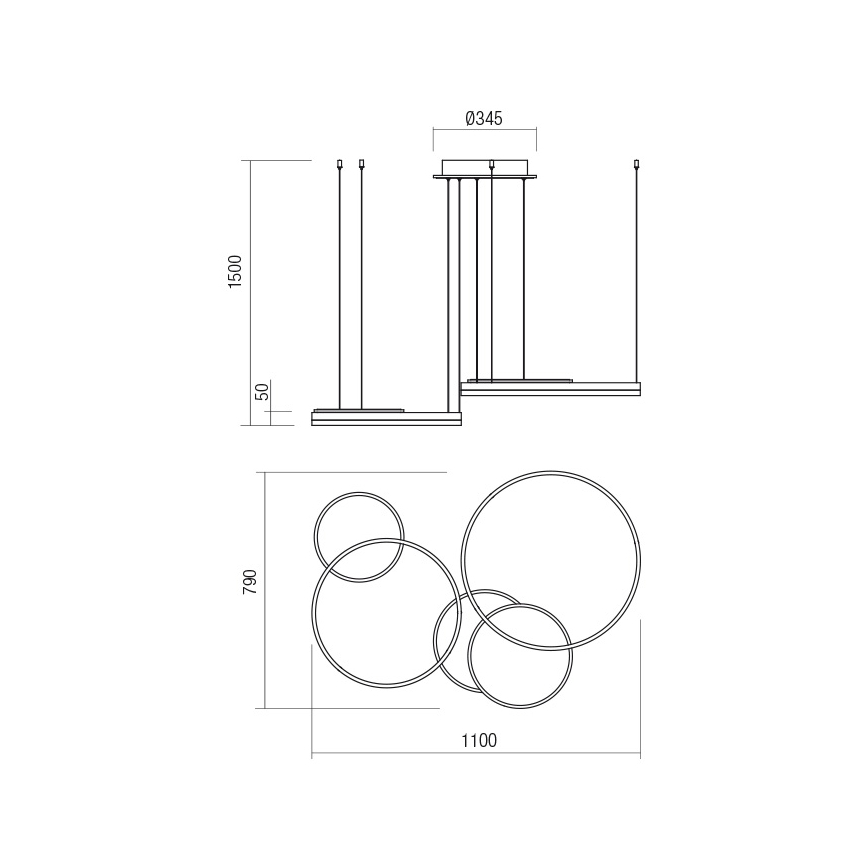 Redo 01-2608 - LED prigušiva luster na sajli SIGUA LED/114W/230V CRI 90 beli