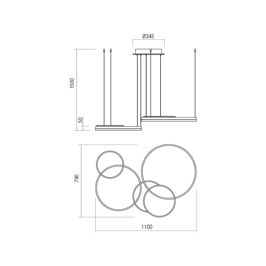 Redo 01-2610 - SIGUA LED luster na sajli, prigušiva, 114W/230V, CRI 90, 3000K, braon