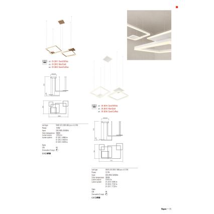 Redo 01-2616 - LED prigušiva luster na sajli SIGUA LED/137W/230V CRI 90 braon