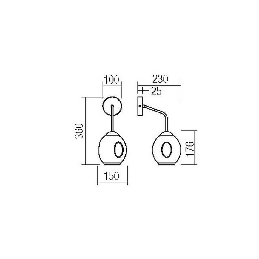 Redo 01-2617 - Zidna lampa PIERCE 1xE27/42W/230V zlatna/zadimljena