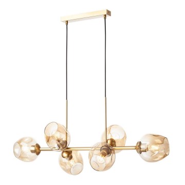 Redo 01-2619 - Luster na sajli PIERCE 6xE27/42W/230V zlatna/dimljena