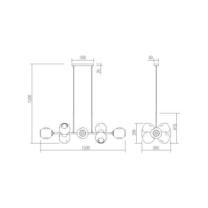 Redo 01-2620 - Luster na sajli PIERCE 6xE27/42W/230V crna/dimljena
