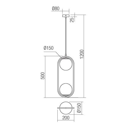 Redo 01-2626 - Luster na sajli NIVA 2xE14/28W/230V