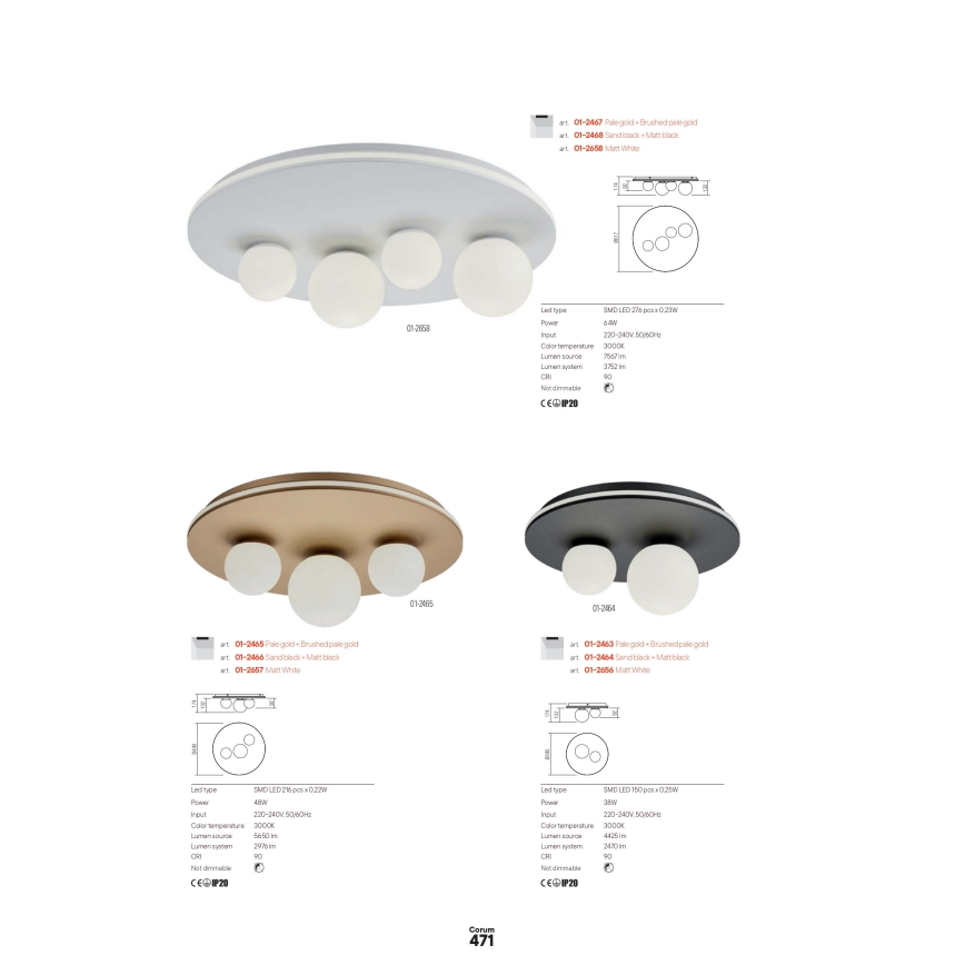 Redo 01-2657 - LED plafonsko svetlo CORUM LED/48W/230V 3000K prečnika 49 cm CRI 90 belo