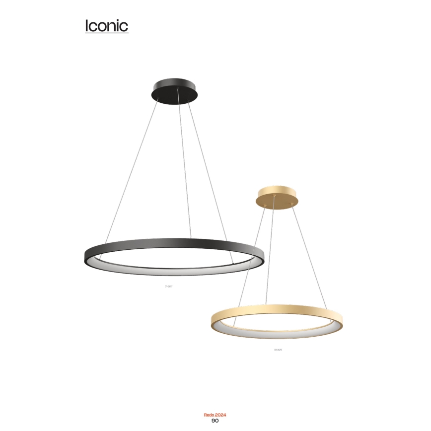 Redo 01-2673 - LED prigušiva luster na sajli ICONIC LED/50W/230V pr. 58 cm zlatna
