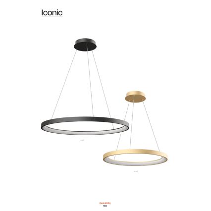 Redo 01-2674 - LED prigušiva luster na sajli ICONIC LED/50W/230V, prečnik 58 cm, crna