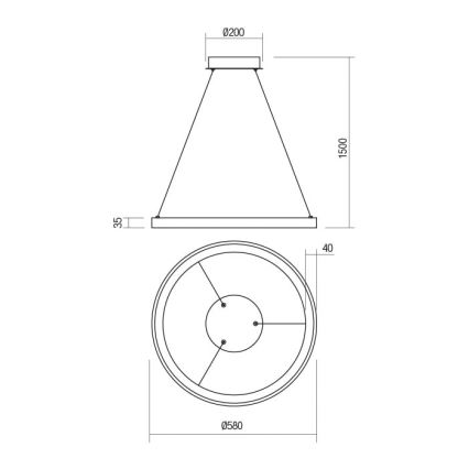 Redo 01-2674 - LED prigušiva luster na sajli ICONIC LED/50W/230V, prečnik 58 cm, crna