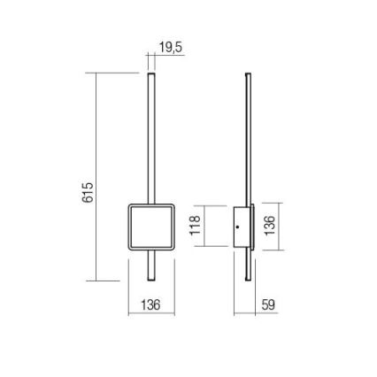 Redo 01-2697 - LED zidna svetiljka DIAZ LED/20W/230V CRI 90 zlatna
