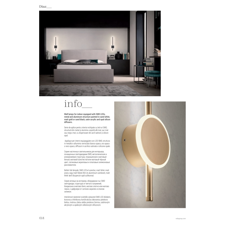 Redo 01-2701 - LED zidno svetlo DIAZ LED/18W/230V CRI 90 crna