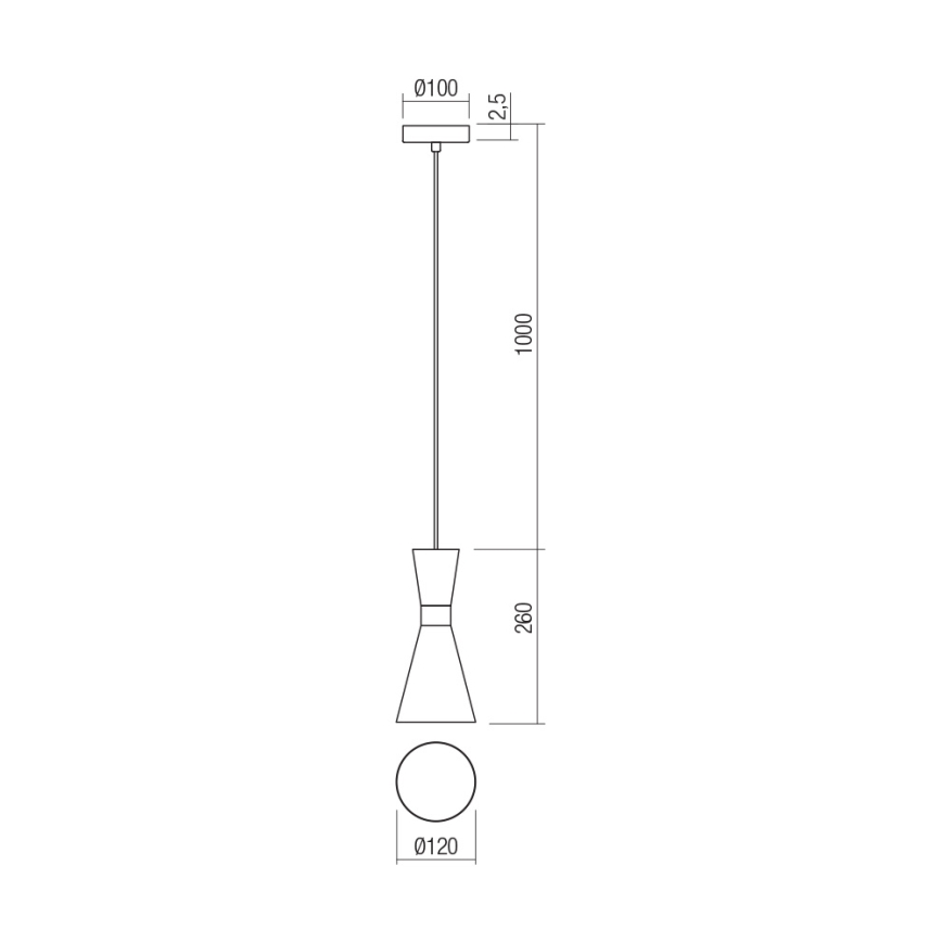 Redo 01-2709 - Visilica na sajli KILT 1xE27/42W/230V prečnik 12 cm bela