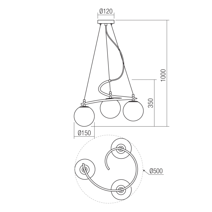 Redo 01-2716 - Luster na sajli VOLLEY 3xE14/28W/230V crna