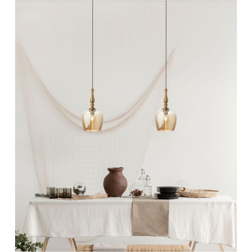 Redo 01-2740 - Luster na sajli TOLL 1xE27/42W/230V bronzan