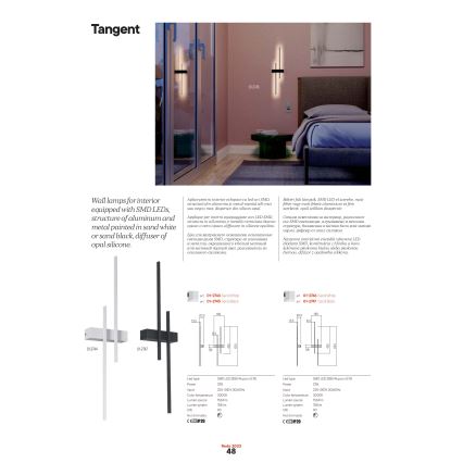 Redo 01-2746 - LED zidno svetlo TANGENT LED/13W/230V 3000K 63,4 cm CRI 90 bela