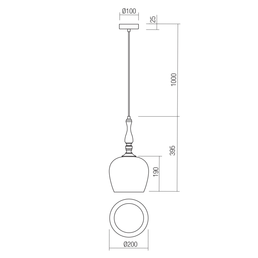 Redo 01-2752 - Luster na sajli TOLL 1xE27/42W/230V crna