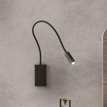 Redo 01-2755 - LED fleksibilna lampica WALLIE LED/3W/230V USB CRI 90 crna