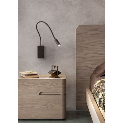 Redo 01-2755 - LED fleksibilna lampica WALLIE LED/3W/230V USB CRI 90 crna