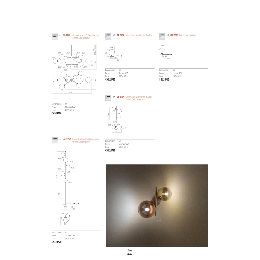 Redo 01-2784 - Stona lampa ROY 2xG9/10W/230V