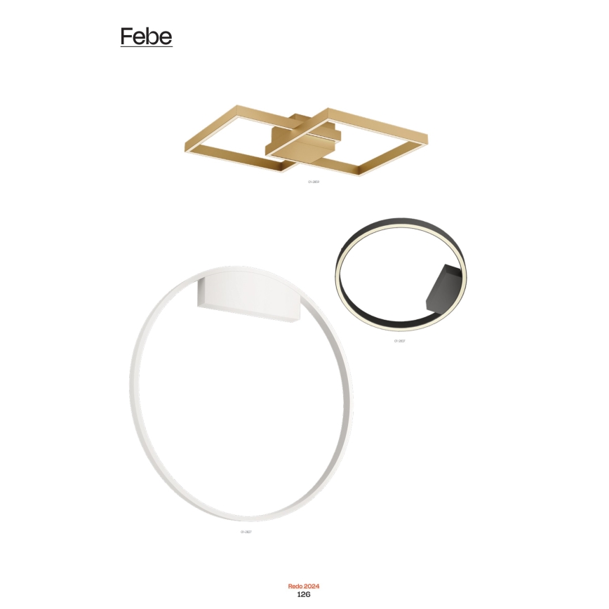 Redo 01-2835 - LED prigušiva zidna svetiljka FEBE LED/24W/230V zlatna