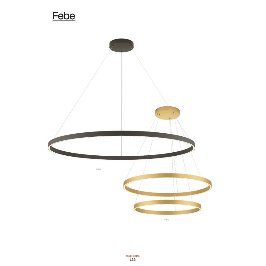 Redo 01-2865 - LED prigušiva luster na sajli FEBE LED/37W/230V zlatna