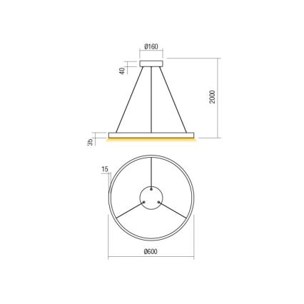 Redo 01-2865 - LED prigušiva luster na sajli FEBE LED/37W/230V zlatna